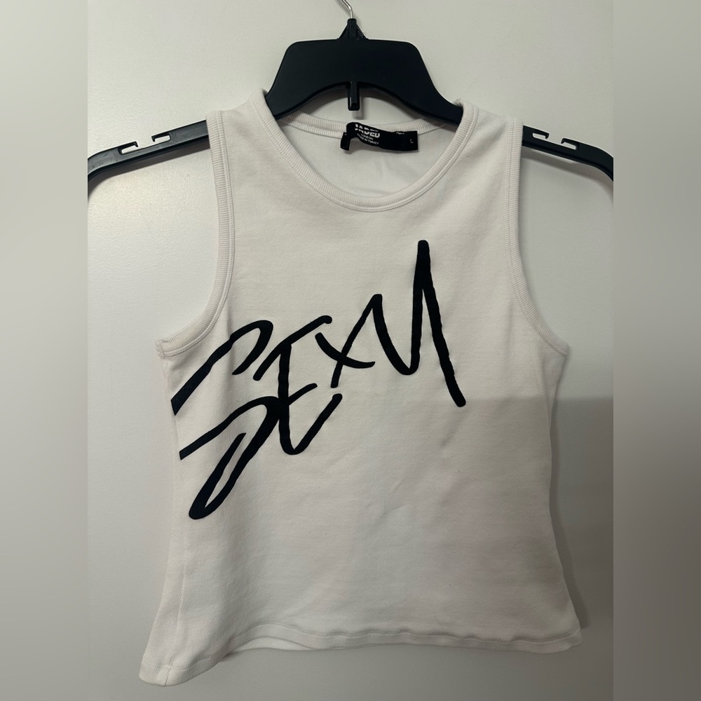 $22! Jaded London Graphic Sexy Vest Women’s Size L, White. FREE SHIPPING